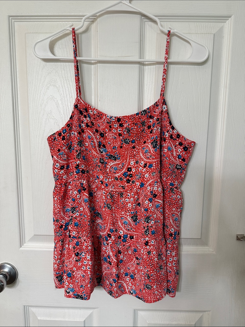 Time and Tru Red Paisley Print Spaghetti Strap Camisole